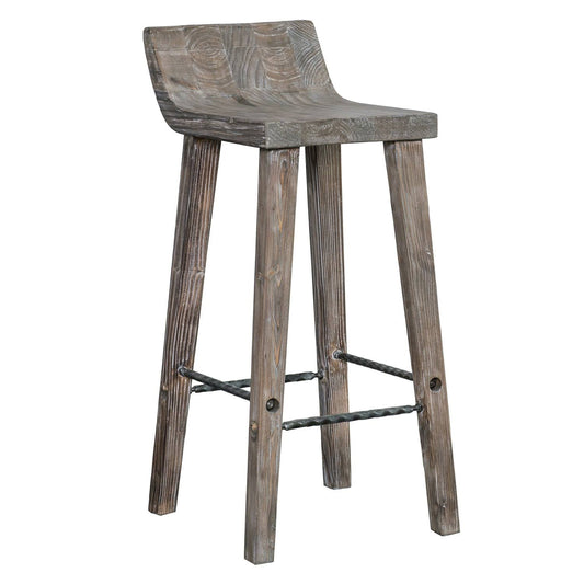 The Gray Barn Gold Creek Natural Pine Wood Bar Stool - Rustic Brown XAQ0_L1RMT95