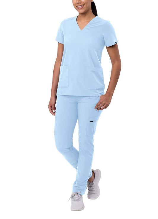 Adar Addition Go-Basic Scrub Set for Women - Slim V-Neck Scrub Top  Skinny Cargo Scrub Pants EJK7_I2QKI51