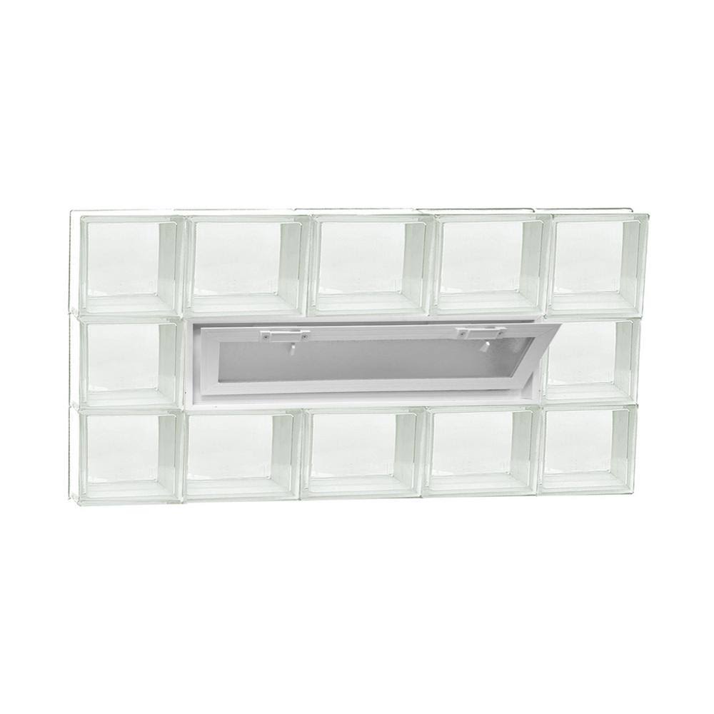 Clearly Secure 34.75 in. x 17.25 in. x 3.125 in. Frameless Vented Clear Glass Block Window 3618VCL AVC7_C4TVV10