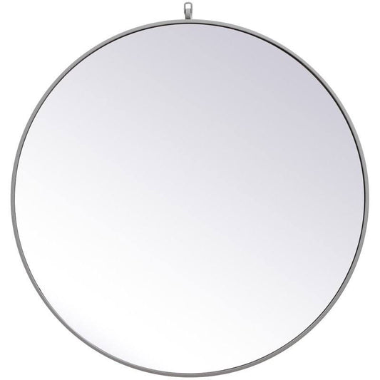 Allora 36x22 Mid Century Metal Frame Hooked Clear Beveled Mirror in Gray PTR8_W9ZLQ70