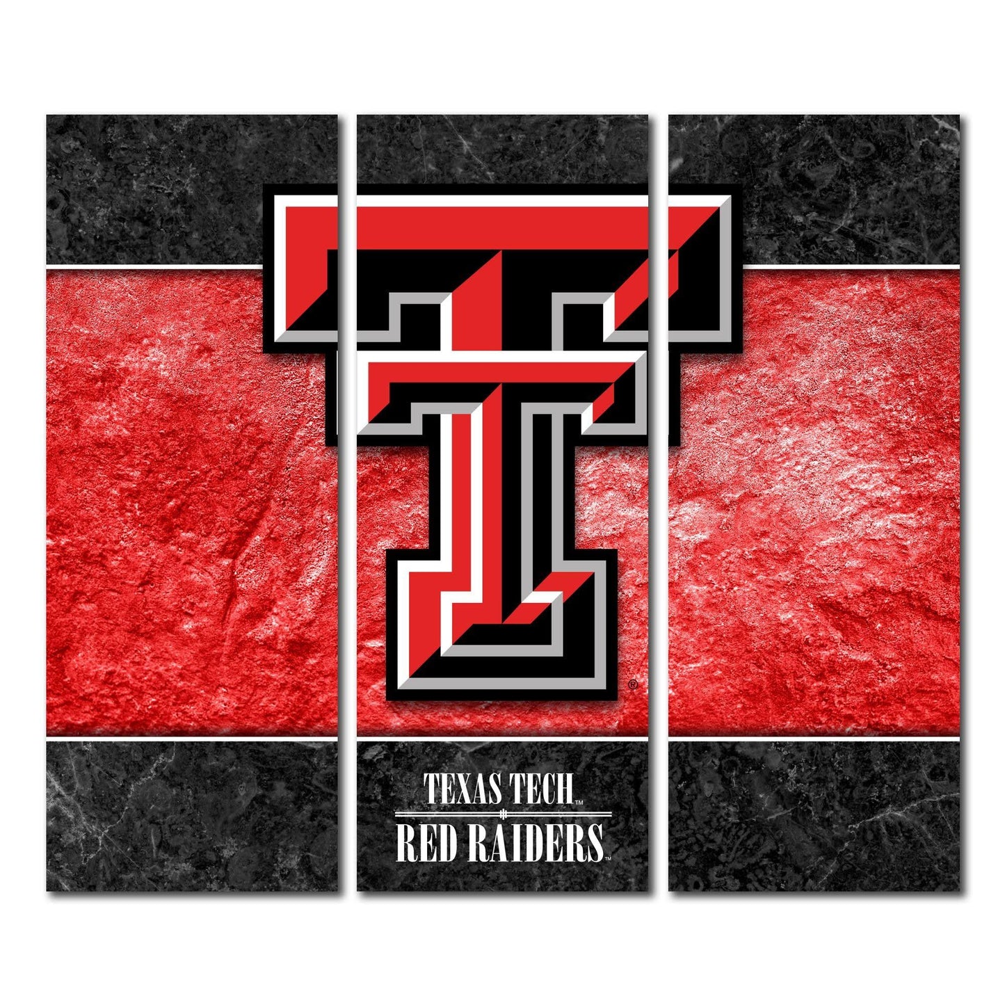 Texas Tech Red Raiders Triptych Double Border Canvas Wall Art TJY3_S5LEE16