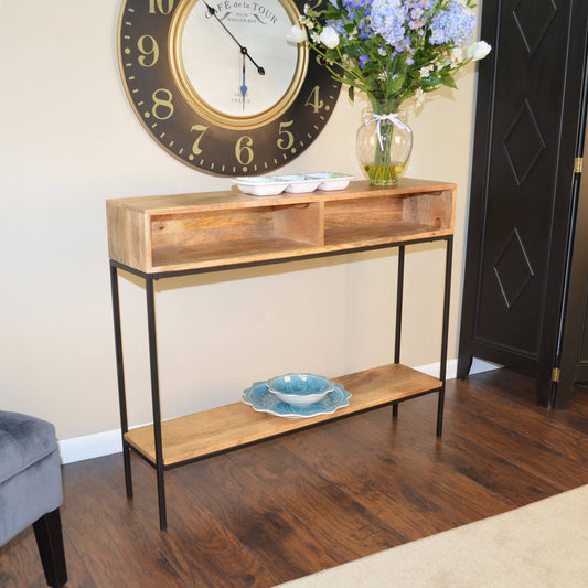 Brown Wood/Metal Ingrid Console - Natural Finish - Tan HFK6_U3VVO08