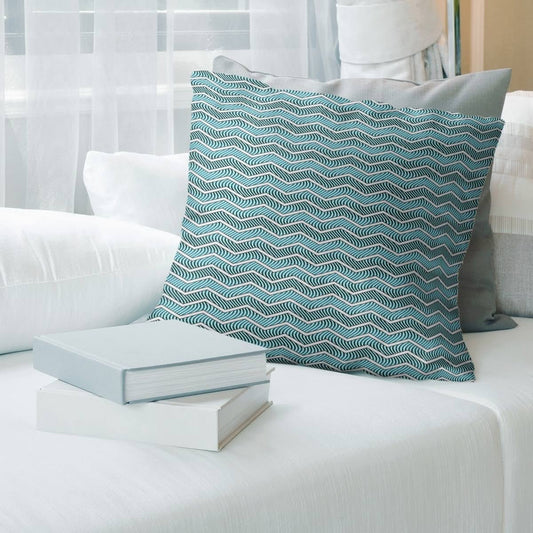 Color Wavy Chevrons Throw Pillow - 26 x 26 - Teal - Polyester NBW9_T7ZBM14