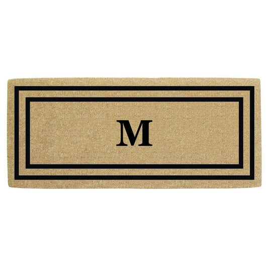 Nedia Home O2169M 30 x 48 in. Thin Double Picture Frame Heavy Duty Coir Door Mat Monogrammed M - Black PBG6_E4JRO41