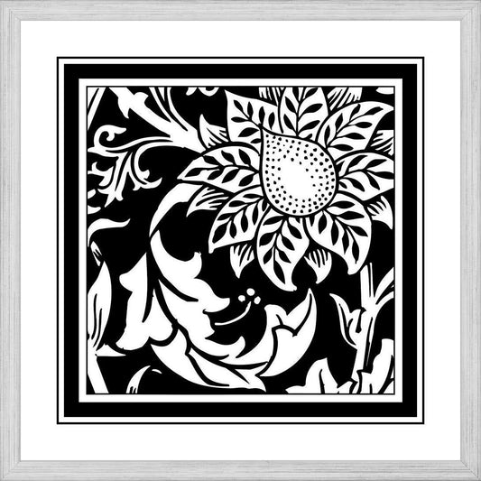 Easy Art Prints Vision Studios &BW Graphic Floral Motif II& Premium Canvas Art - 12 x 12 - Brazilian Barnwood Frame WGZ0_Z4DFM54