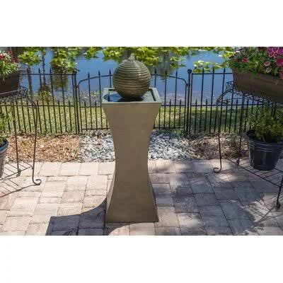 Resin Solar Barcaccia Outdoor Fountain with Light Wildon Home XUQ3_E9QYT10