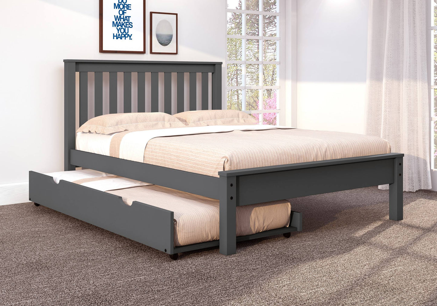 Donco Full Contempo Bed with Trundle Bed in Dark Grey Finish OBP7_G7FAL31