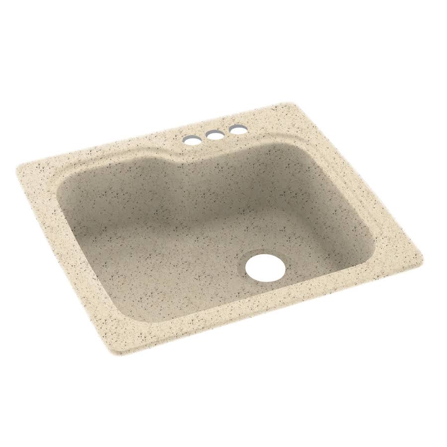 Swan Dual-Mount Tahiti Desert Solid Surface 25 in. x 22 in. 3-Hole Single Bowl Kitchen Sink CUA1_K4TJD16