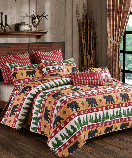 Virah Bella Winter Collection Quilt Set (2 or 3-Piece) King Winter Bear YVG8_P4IED97