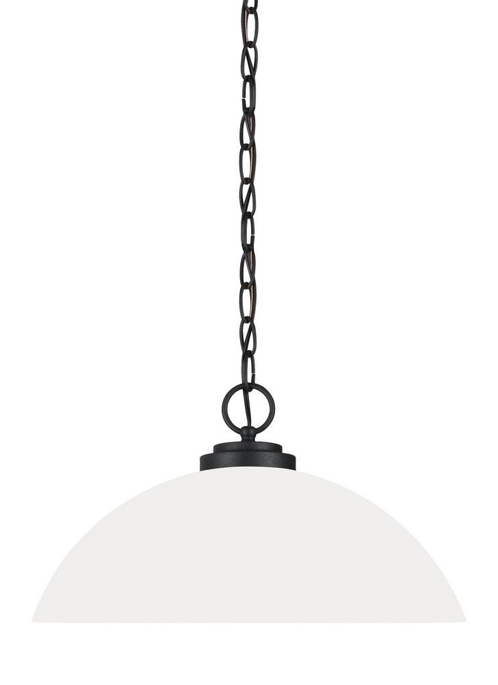 Wanwards Lane - One Light Pendant Blacksmith Finish with Satin Etched Glass-Bailey Street ZQZ3_L6JBQ35