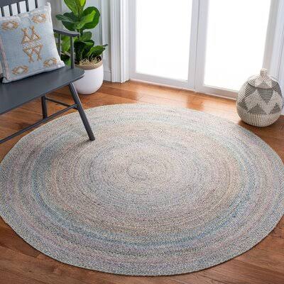 Round Hand Braided Gray/Blue Area Rug Dakota Fields Rug Size: Round 6 NUG9_B1XWW28