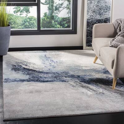 17 Stories Elara Blue/Gray Area Rug, Size: Rectangle 8& x 10& HPQ3_V4MHT31