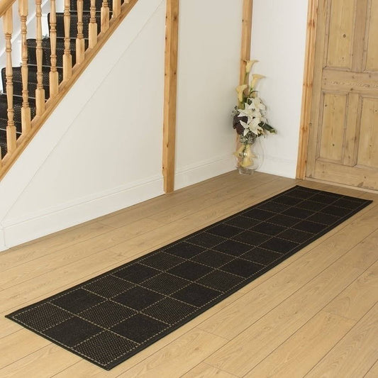 runrug USA Check Black Hallway Carpet Rug Runner Length: 22 foot, WIDT HRP1_O5JSE40