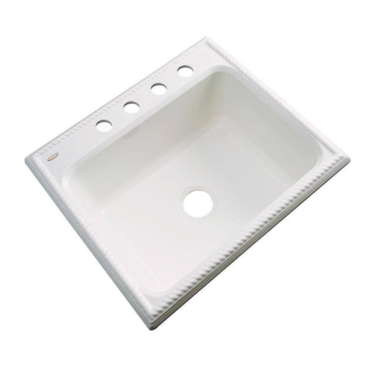 Thermocast Wentworth Drop-In Acrylic 25 in. 4-Hole Single Bowl Kitchen Sink in Biscuit 27403 TTK3_I8JIF93