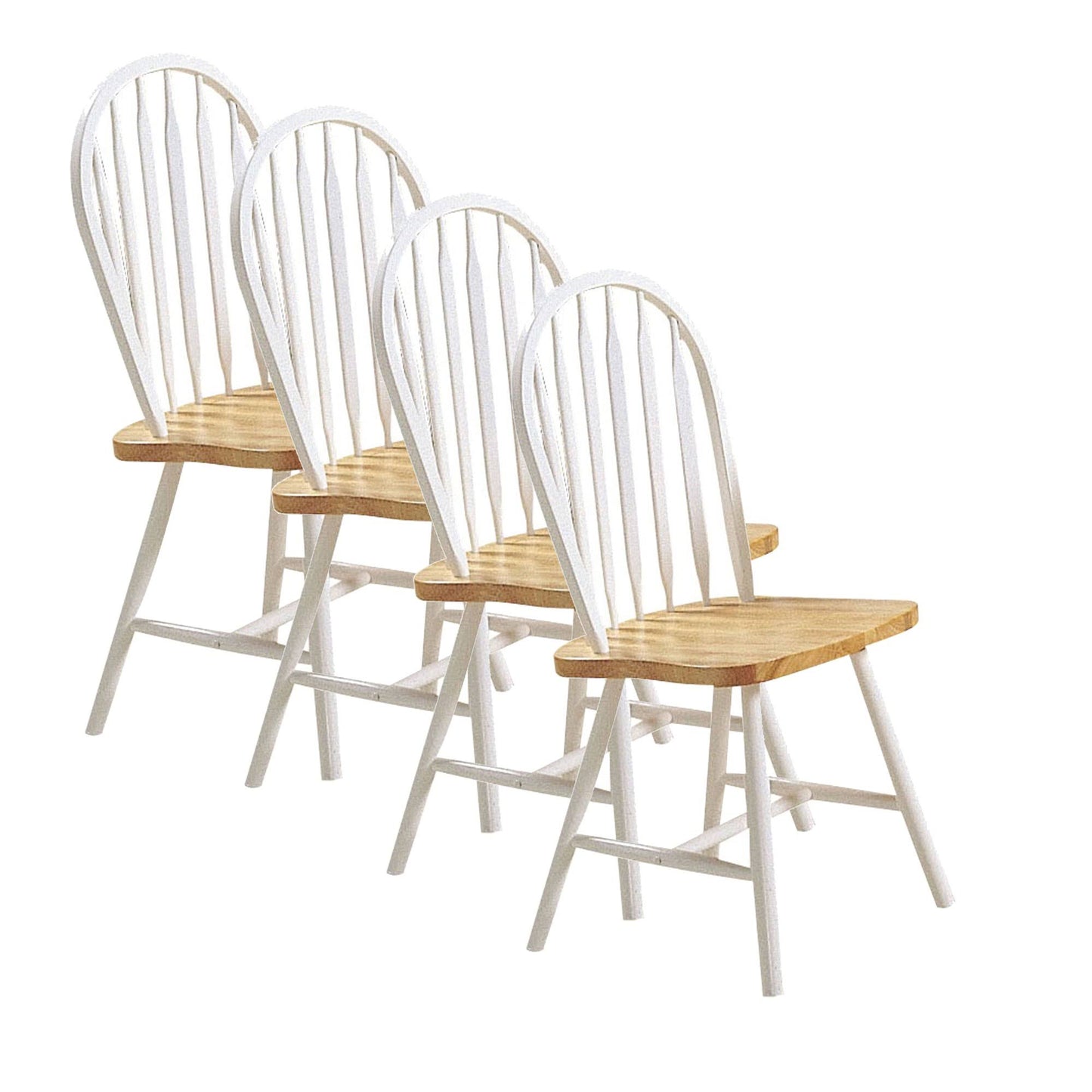 Benzara BM177860 Wooden Dining Side Chairs with Classic Spindle Windsor Style Back (Set of 4) HGA9_P4IUP81