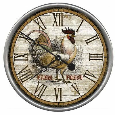 Rooster Time Wall Clock Red Horse Arts Size: Medium QCJ0_Y2CFI31