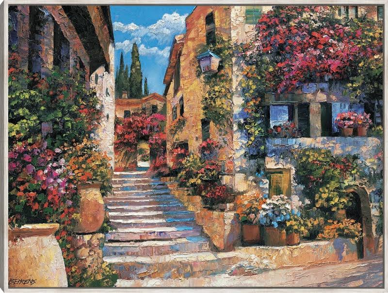 Riviera Stairs Framed Canvas Prints by Behrens International Group, Inc. Barnwood 32x24 Fineartcanvas GSK4_I8PKR90