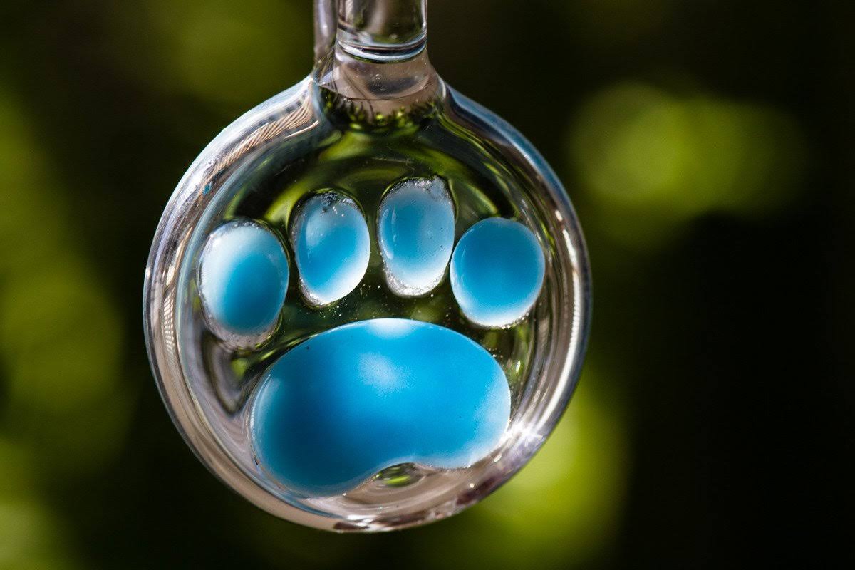 Paw Print Pendants with Cremains - Pink / Polydactyl Glass-Jewelry VIN6_I8ING46