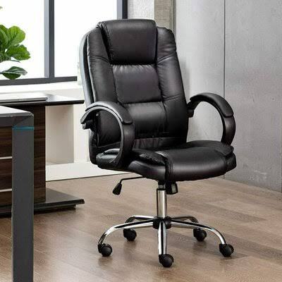 Office Chair - Ergonomic Computer Chair for Office - Heavy Duty Faux Leather Office Chair for Home Office Workstation(Black) Inb ZYZ9_T1VQY12