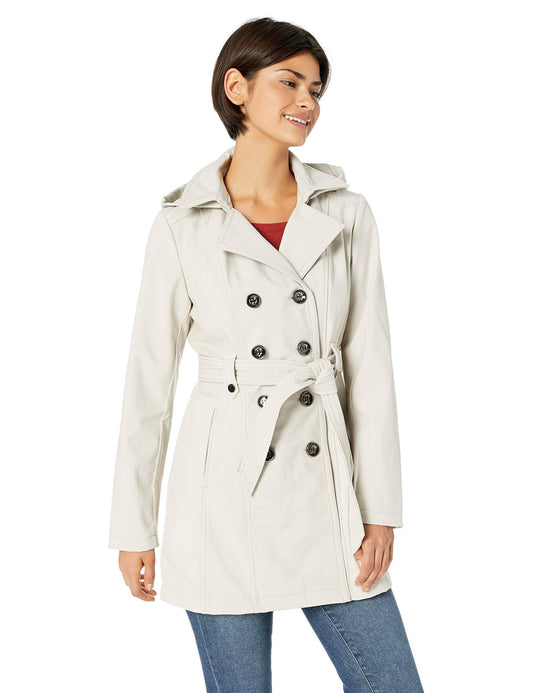 Sebby Collection Womens Soft Shell Trench Coat Water Resistant A Detchable Hood NSY8_R2ZWV04