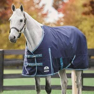 SmartPak Ultimate Trifecta Turnout Blanket - 81 - Lite (0g) + Med/Lite (100g) + Medium (200g) - Navy w/ Ocean  Mist Trim u0 ILU9_O3TRL94