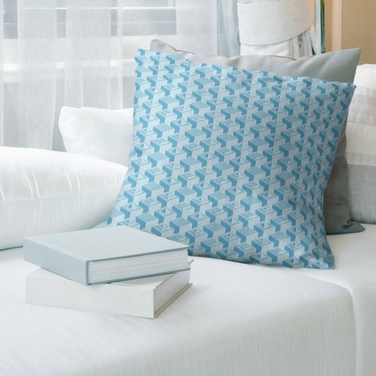 Cool Tones Classic Skyscrapers Pattern Throw Pillow - 18 x 18 - Teal - Cotton LHL3_P8UAW43