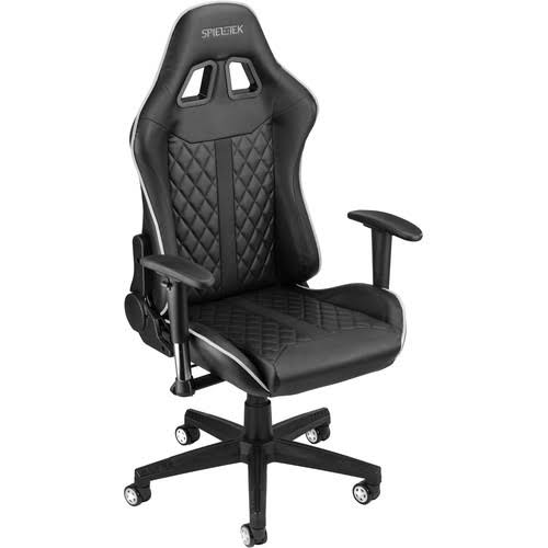 Spieltek 100 Series Gaming Chair Black  White Chairs Office, Material PU Leather, Armrests ARMREST, High BACK, 300 lbs, Qua BXK3_T3FXU05