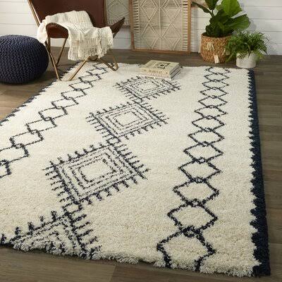 Ensor Shaggy Blue/White Area Rug Union Rustic Rug Size: Rectangle 7&10x22 x 10& NES9_B9GAC14