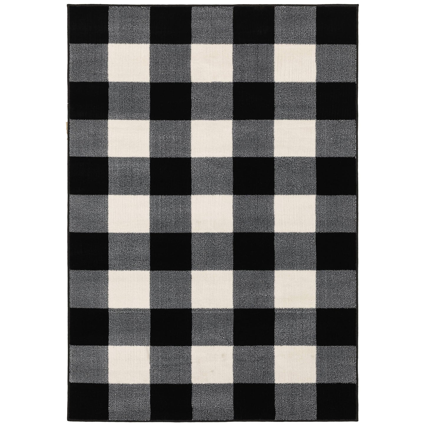 The Gray Barn Told Gait Gingham Check Area Rug - 3&10x22 x 5&5x22 - Black/Ivory WVS7_A2DWF06